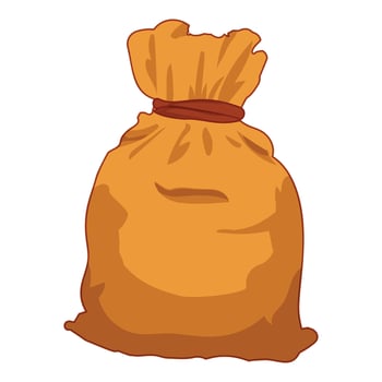 Full burlap sack tied with rope standing upright vector