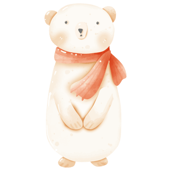 Watercolor Adorable Bear with Red Scarf for Winter Season png