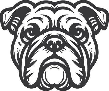 Line art French bulldog illustration. Ink style, cute animal for print linear silhouette. vector