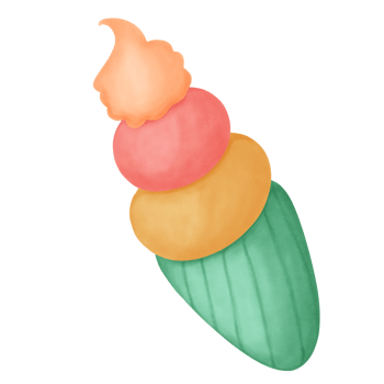 Wafer Ice Cream Cone Watercolor Illustration png