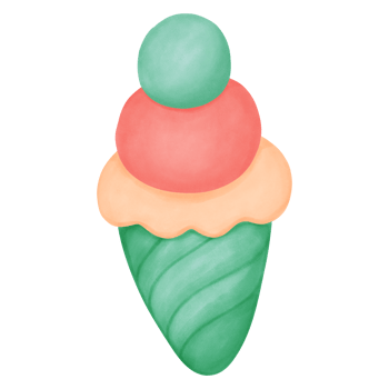Colorful Ice Cream Cones Watercolor Illustration png