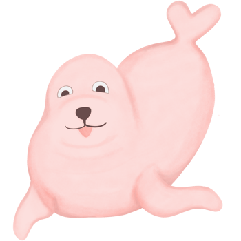 Pink seal cartoon with a cute sitting pose watercolor style illustration png