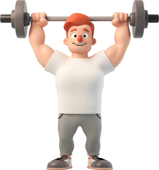 cartoon man lifting weights png