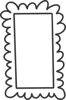 Wavy border frame. Rectangle square scallop shape. Squiggle hand drawn doodle box. Retro curved decorative simple decoration. Retro aesthetic lines png