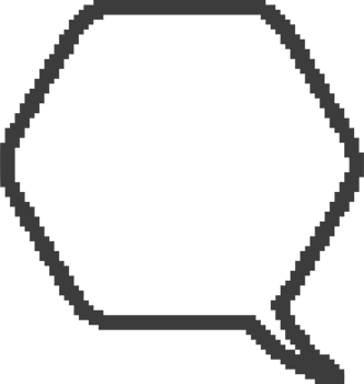 Pixel pentagon speech bubble for game design and chart. Retro chat box for dialog comment and messages. Conversation balloon shape. 8 bit cartoon element png