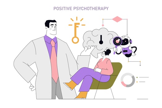 Positive Psychology. Flat Illustration vector