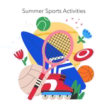 Summer Sports Activities. Flat Illustration vector