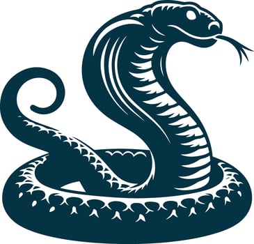 The Intricate Silhouette of a King Cobra in Black vector
