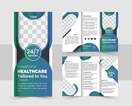 Tri-Fold Healthcare Or Medical brochure design template. Medical tri-Fold Brochure Design Template. Healthcare hospital Modern tri-Fold Brochure Design Template. vector
