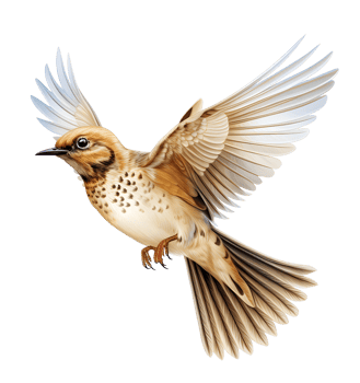 Cute bird flying up isolated on transparent background png