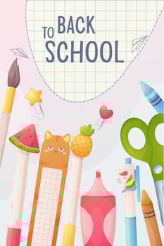 Back to school. Banner, stationery poster. Cartoon, for school or kindergarten. vector