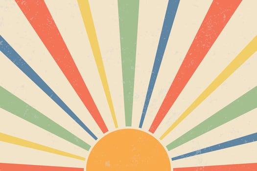 Sun with Rays Retro Background. 90s Vintage Background. vector