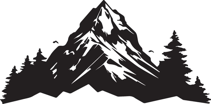 Mountain Silhouette Illustration White Background vector