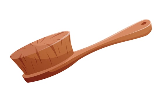 Wooden hair comb or natural massage brush. isolated cartoon illustration. vector