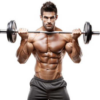 Muscular man lifting weights, showcasing strength and fitness. Perfect for gym, workout, and bodybuilding themes png