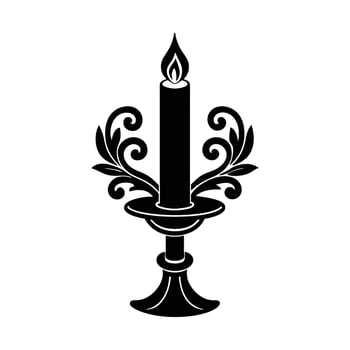 candle holder with a silhouette candle in the center vector