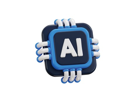 3d artificial intelligence chip icon 3d rendering illustration vector