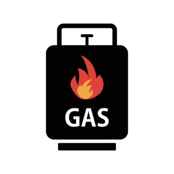 Propane gas icon with flame symbol printed on it. vector