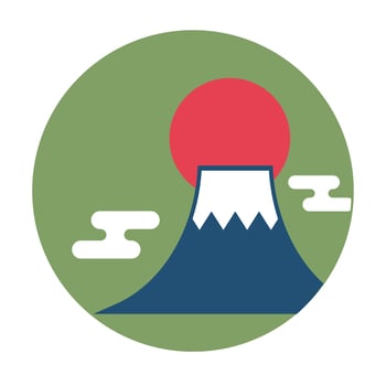 Japanese-style Mount Fuji and sunrise. . vector