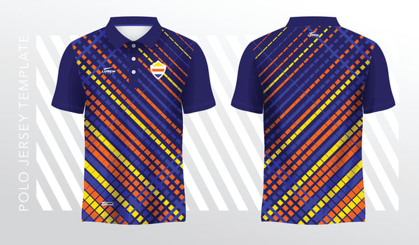 blue yellow and orange polo sport shirt sublimation jersey template design mockup vector