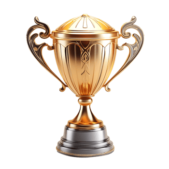Gold trophy cup on transparent background png