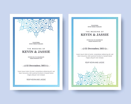 gradient retro wedding invitation template vector