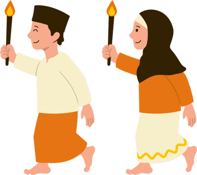 Two children are holding torches and smiling png