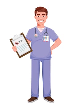 Handsome doctor in professional uniform vector
