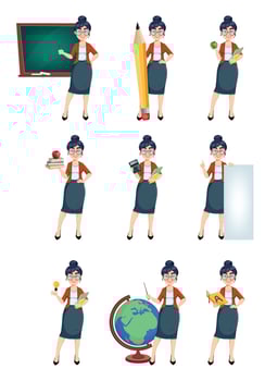 Happy Techer day. Cute female teacher vector