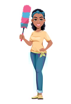 Pretty African American housewife vector