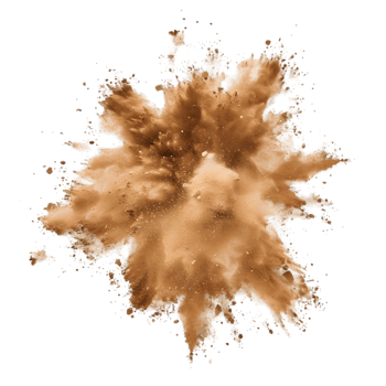Brown powder explosion isolated on a transparent background png