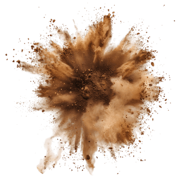 Brown powder explosion isolated on a transparent background png