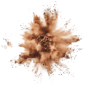 Brown powder explosion isolated on a transparent background png