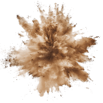 Brown powder explosion isolated on a transparent background png