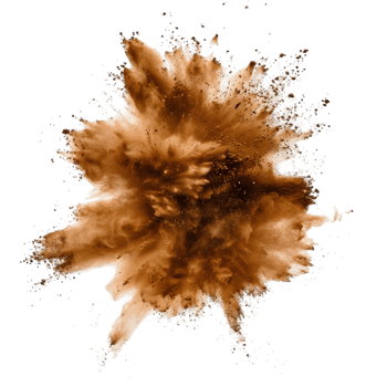 Brown powder explosion isolated on a transparent background png