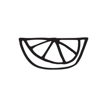 Cute single hand drawn lemon for menu or recipe. Doodle illustration vector