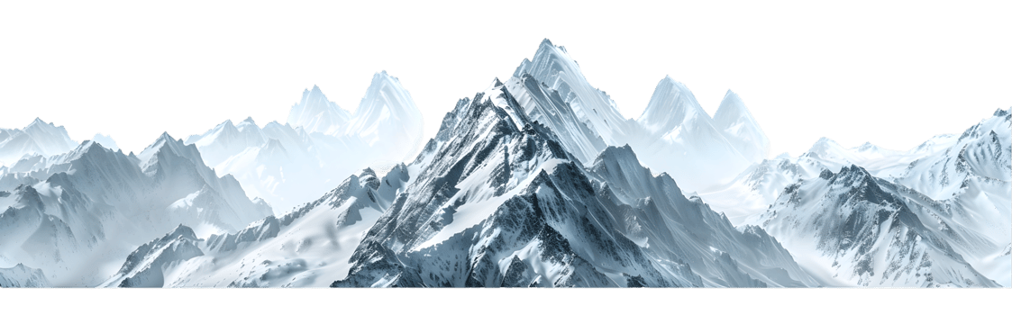Snowy mountain peaks isolated on a transparent background png