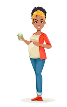 Beautiful African American pregnant woman vector