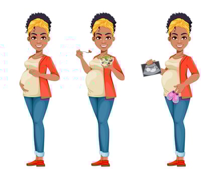 Beautiful African American pregnant woman vector