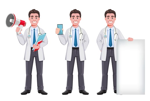 Handsome cheerful male doctor vector