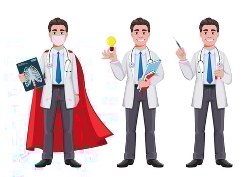 Handsome cheerful male doctor vector