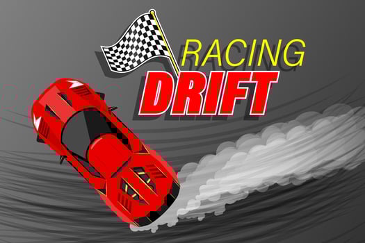Drift racing top view red super car drifting illustration vector