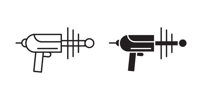 Space gun outline icon collection or set. Space gun Thin line art vector