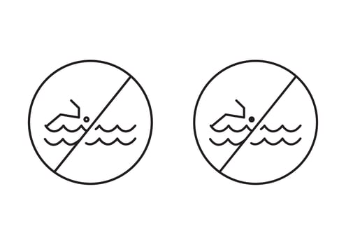 No swimming sign flat editable icon mark set. No swimming sign illustration with thin stroke vector