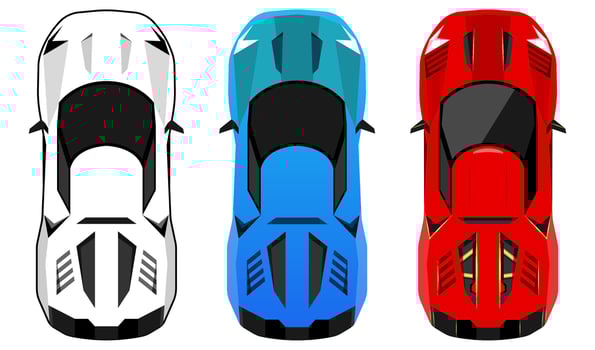 Super car set red blue white top view illustration vector