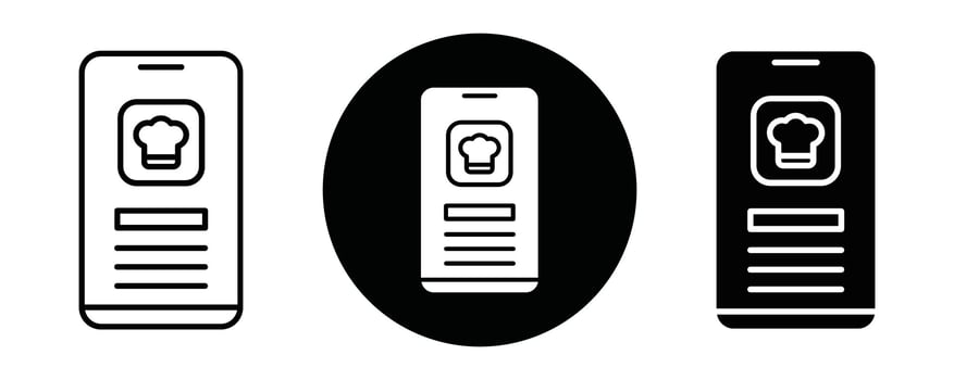 Cooking app outline icon collection or set. Cooking app Thin line art vector