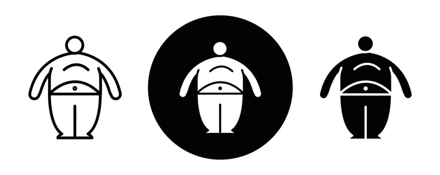 Fat man outline icon collection or set. Fat man Thin line art vector