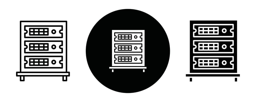 Server rack outline icon collection or set. Server rack Thin line art vector