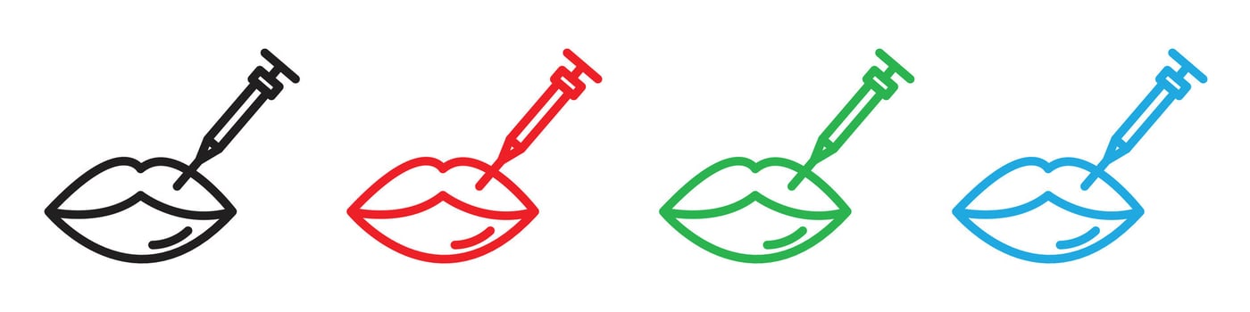 Hyaluronic acid lips injection icon line art vector