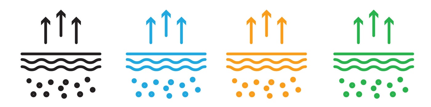 Water Wicking and Waterproof Material Icons for Home Protection from Moisture vector